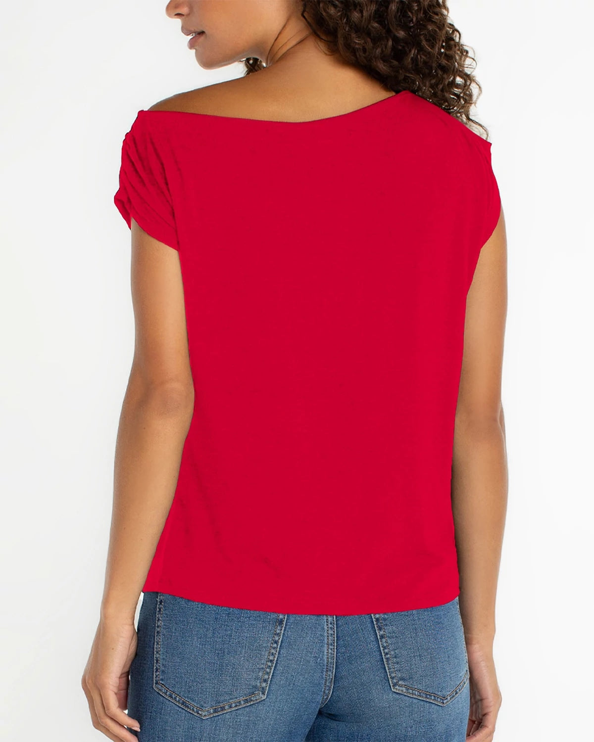Cherry Rose $|& Liverpool Asymmetrical Off Shoulder Top Knit Top - Hanger Side