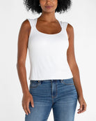 Cream $|& Liverpool Sleeveless Built-In Bra Knit Top - VOF Detail