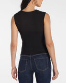 Black $|& Liverpool Sleeveless Built-In Bra Knit Top - Hanger Side
