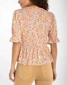 Pristine Multi $|& Liverpool Ruffle Sleeve Square Neck Top - Hanger Side