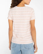 Pink Wavy Stripe $|& Liverpool Crew Neck Knit Tee with Ribbed Trim - Hanger Side