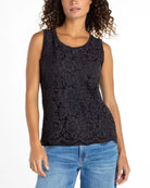 Black $|& Liverpool Lace-To-Knit Sleeveless Top - VOF Detail