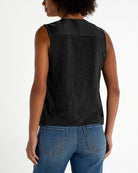 Black $|& Liverpool Sleeveless V-Neck Knit Back Top - Hanger Side