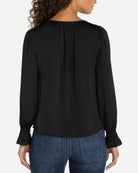 Black $|& Liverpool Long Sleeve Button Front Woven Top - Hanger Side