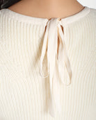 Cream $|& Liverpool Sleeveless Crew Neck Tie Back Sweater Dress - Hanger Back
