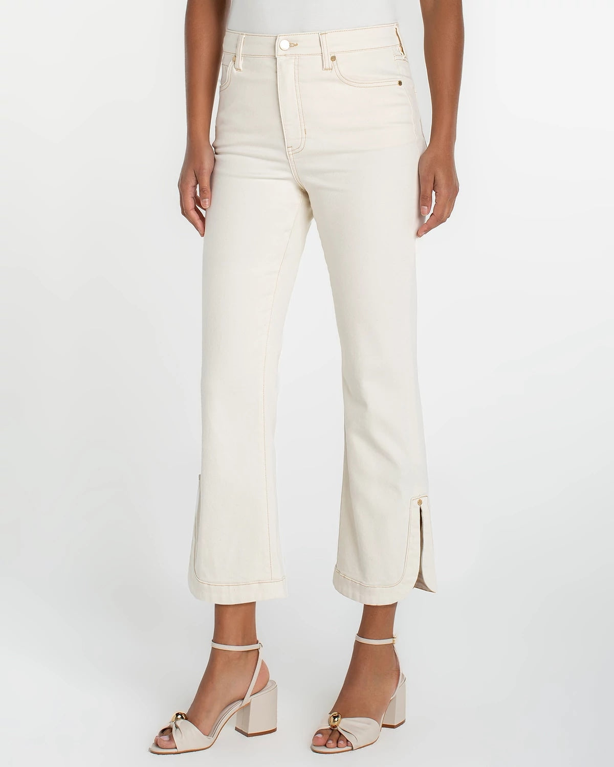 Desert Dunes $|& Liverpool Hannah High Rise Crop Flare With Curved Hem - VOF Detail