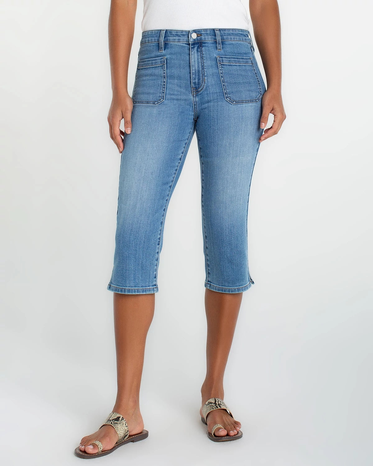 Ocean Breeze $|& Liverpool Capri With Patch Pockets - VOF Detail