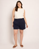 Deep Midnight $|& Liverpool Pleated Trouser Short - UGC On Fig