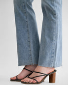 French Blue $|& Mica Denim High Rise Bootcut Jeans with Raw Hem - Hanger Back
