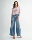Link Blue $|& Mica Denim High Rise Wide Leg Jean with Patch Pockets - VOF Detail