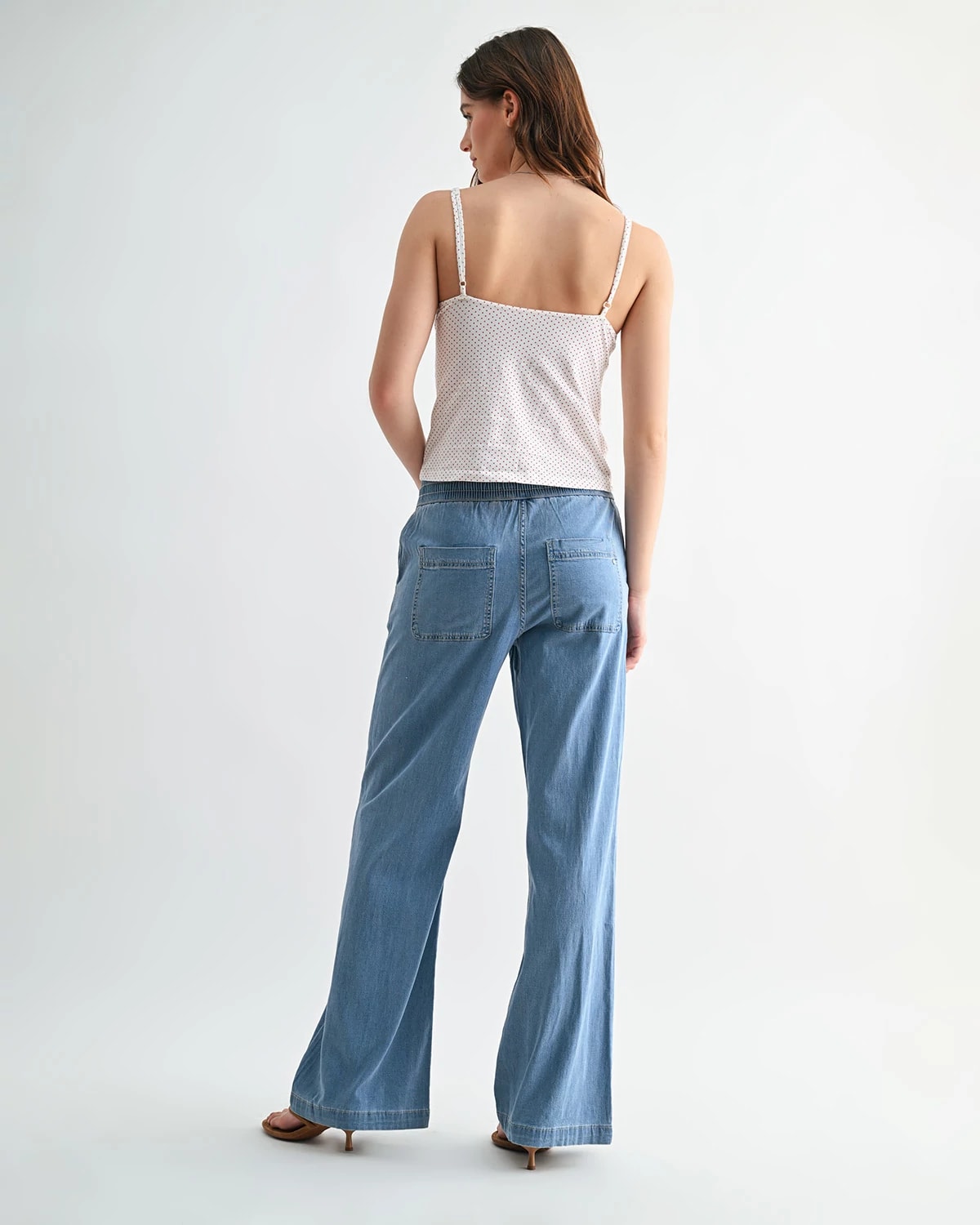 French Blue $|& Mica Denim High Rise Lightweight Chambray Pant - Hanger Side