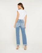 Queen Blue $|& Mica Denim High Rise Cuffed Straight Leg Jeans - Hanger Side