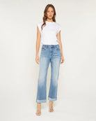 Queen Blue $|& Mica Denim High Rise Cuffed Straight Leg Jeans - VOF Detail