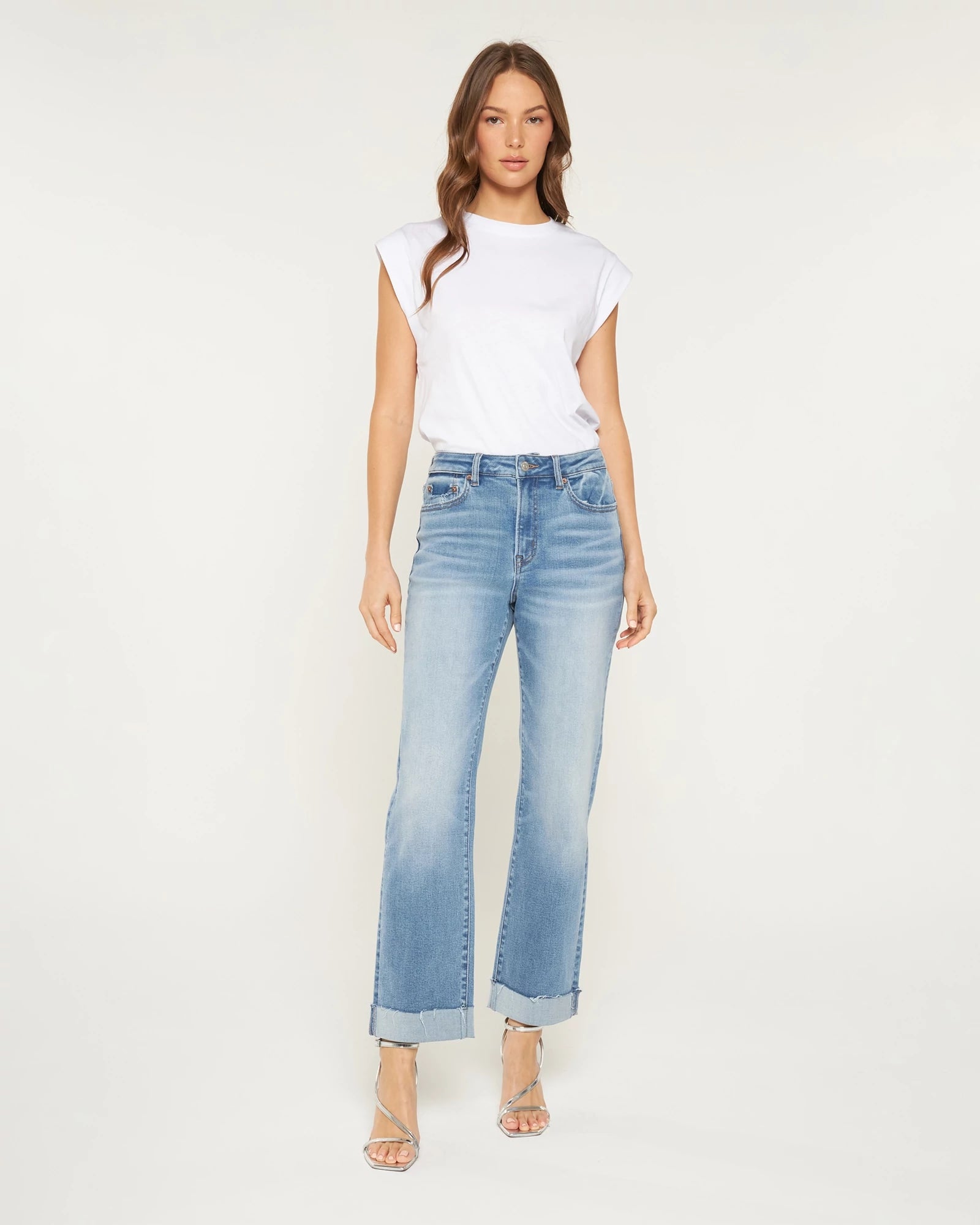 Queen Blue $|& Mica Denim High Rise Cuffed Straight Leg Jeans - VOF Detail