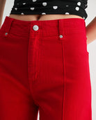 Cornell Red $|& Mica Denim High Rise Ankle Wide Leg Pant - Hanger Back