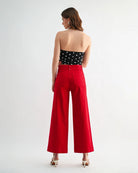 Cornell Red $|& Mica Denim High Rise Ankle Wide Leg Pant - Hanger Side