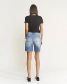 Dark Dodger Blue $|& Mica Denim Super High Rise Vintage Bermuda - Hanger Side