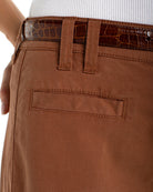 Mocha Brown $|& Liverpool High Rise Linen-Blend Crop Wide Leg - Hanger Back