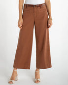 Mocha Brown $|& Liverpool High Rise Linen-Blend Crop Wide Leg - VOF Detail