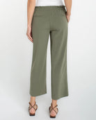 Martini Olive $|& Liverpool Pull On Wide Leg Crop Trouser - Hanger Side