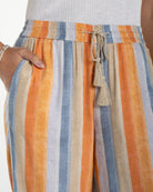 Multi Stripe Print $|& Liverpool Pull-On Stretch Linen Pant - Hanger Back