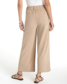 Cappuccino $|& Liverpool Pull-On Pleated Wide Leg Crop Trouser - Hanger Side
