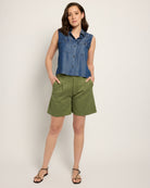 Laurel Grove $|& Liverpool Pleated Mid Length Trouser Short - UGC On Fig