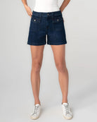 Delacey $|& Liverpool Denim Short With Front Flap Pockets - VOF Detail