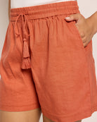 Apricot Brandy $|& Liverpool Pull On Drawstring Linen Short Pull On - SOF Full Front