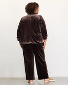 Brown $|& Skies Are Blue Ruched Sleeve Studded Velvet Blazer - Hanger Side