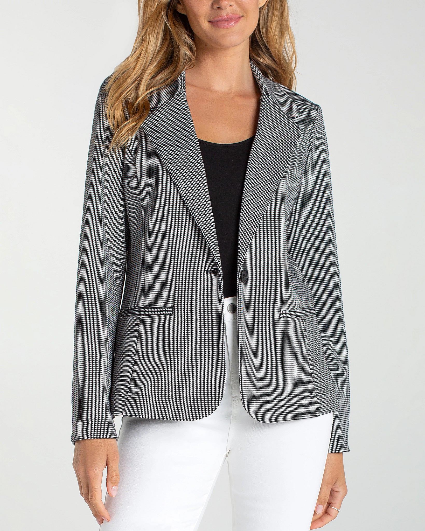 Black/White Mini Check $|& Liverpool Fitted Blazer - VOF Detail