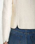 Cream Boucle $|& Liverpool Collarless Boucle Jacket With Scalloped Hem - Hanger Back