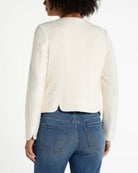 Cream Boucle $|& Liverpool Collarless Boucle Jacket With Scalloped Hem - Hanger Side