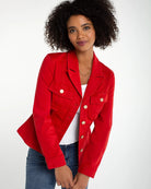 Fire Brick $|& Liverpool Peplum Twill Jacket - VOF Detail
