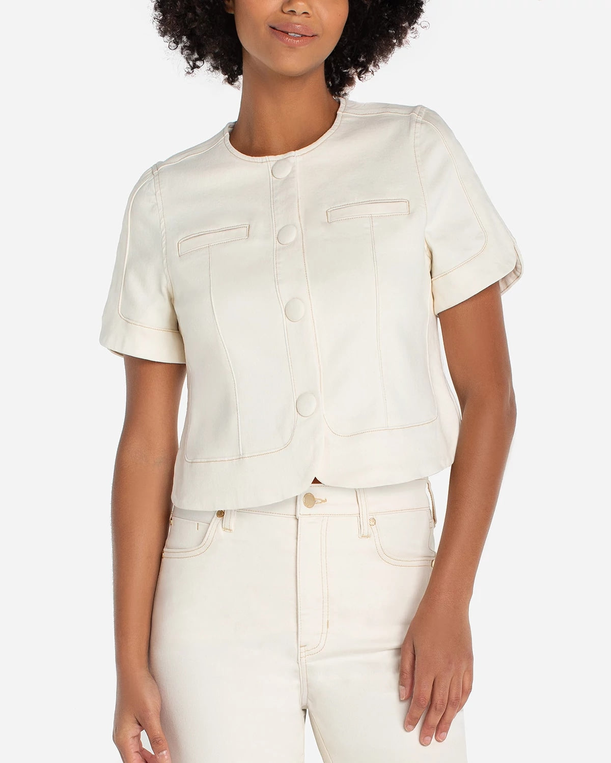 Desert Dunes $|& Liverpool Short Sleeve Cropped Jacket - VOF Detail