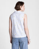 Blue Stripe Lemon $|& Thread & Supply Elowyn Embroidered Top - Hanger Side