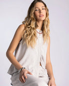 Sand Gingham $|& Thread & Supply Caelis Gingham Tank - VOF Detail
