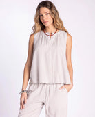 Sand Gingham $|& Thread & Supply Caelis Gingham Tank - VOF Detail
