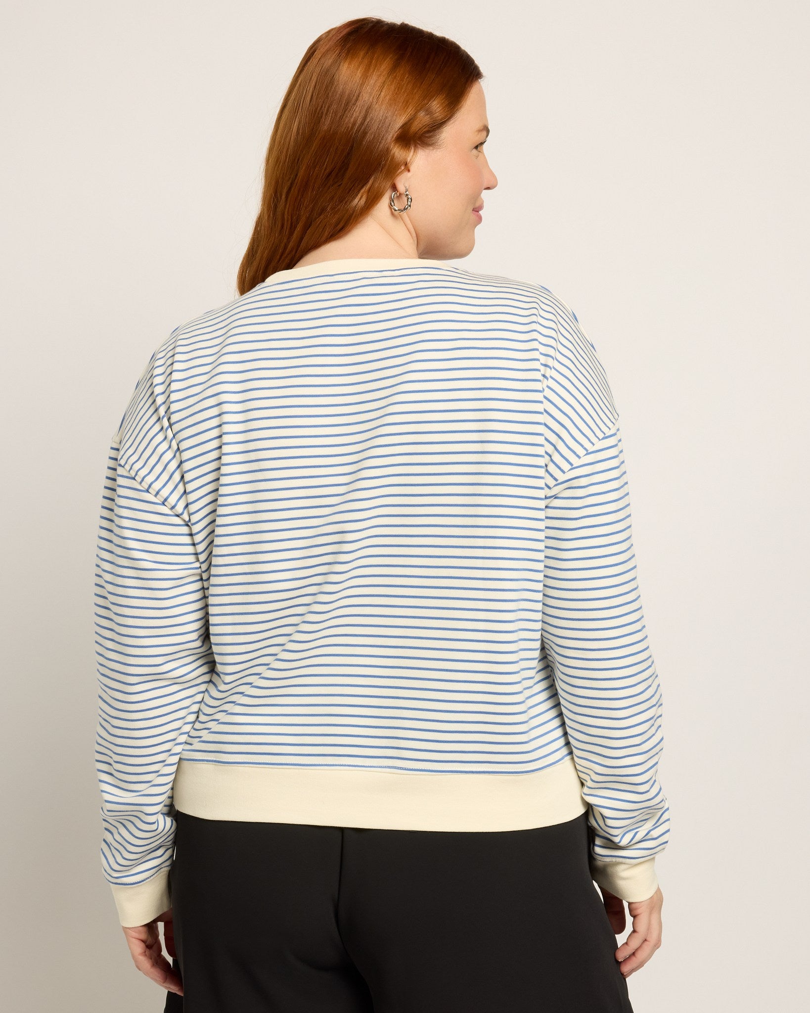Cream/Light Blue $|& Cloud Ten Beach Striped Pullover Top - SOF Back