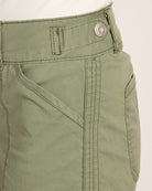 Palm Green $|& Kensie Mid Rise Double Roll Twill Short - SOF Full Front