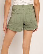 Palm Green $|& Kensie Mid Rise Double Roll Twill Short - SOF Back