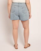 Light Wash $|& Cloud Ten Heart Embroidered Frayed Denim Shorts - SOF Back