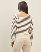 Cream Black $|& ABLE Stripe Sweater Pullover - Hanger Side