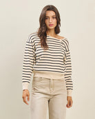 Cream Black $|& ABLE Stripe Sweater Pullover - VOF Detail