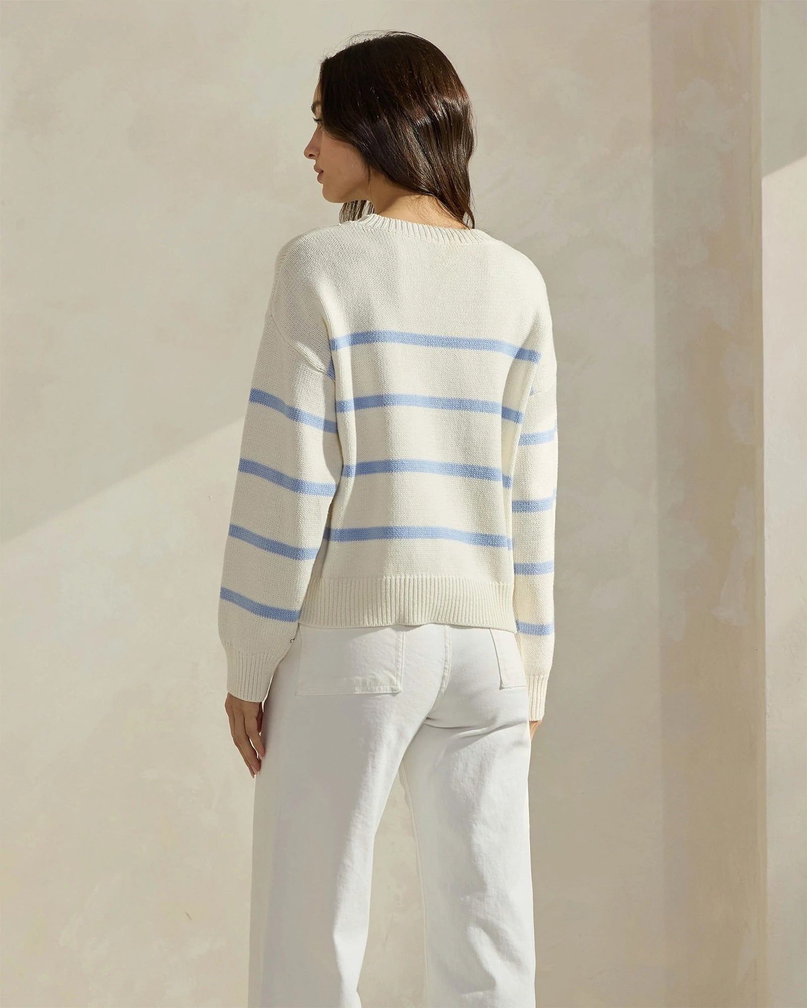 Cream $|& ABLE Lobster Stripe Sweater Pullover - Hanger Side