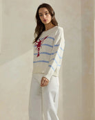 Cream $|& ABLE Lobster Stripe Sweater Pullover - Hanger Front