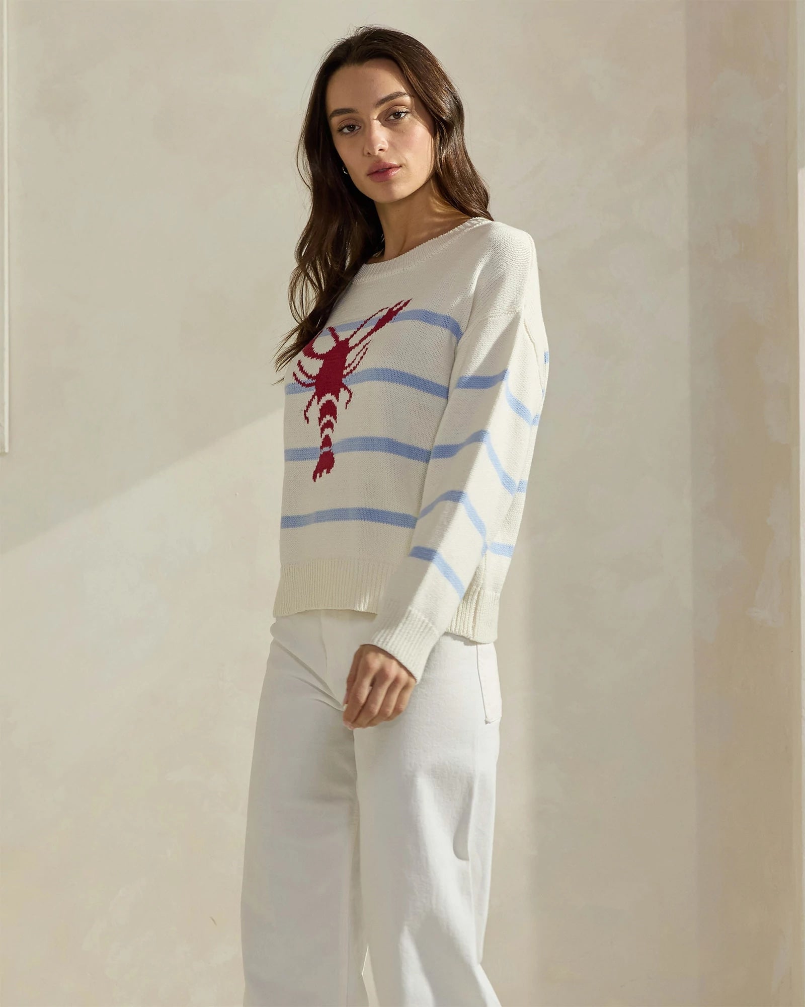 Cream $|& ABLE Lobster Stripe Sweater Pullover - Hanger Front