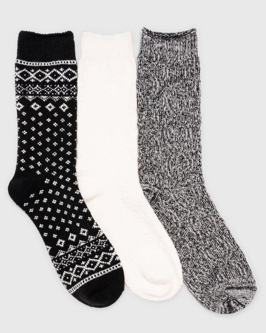 Black $|& MUK LUKS 3 Pack Microfiber Boot Socks - VOF Detail