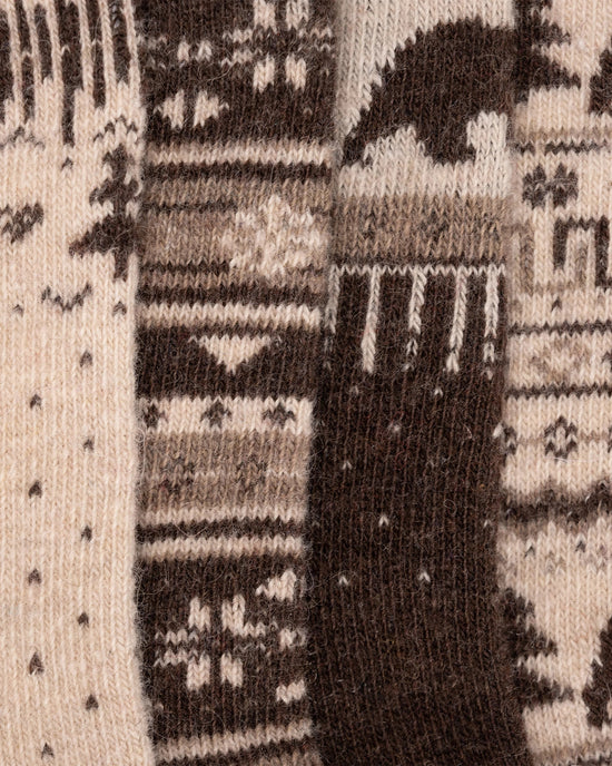 Brown/Ivory $|& MUK LUKS 4 Pack Holiday Boot Socks - Hanger Back