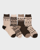 Brown/Ivory $|& MUK LUKS 4 Pack Boot Socks - VOF Detail